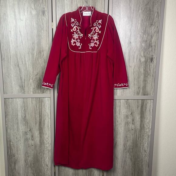 Vintage 70's Vanity Fair Velvet Floral Embroidered Robe Women's M - Picture 1 of 13